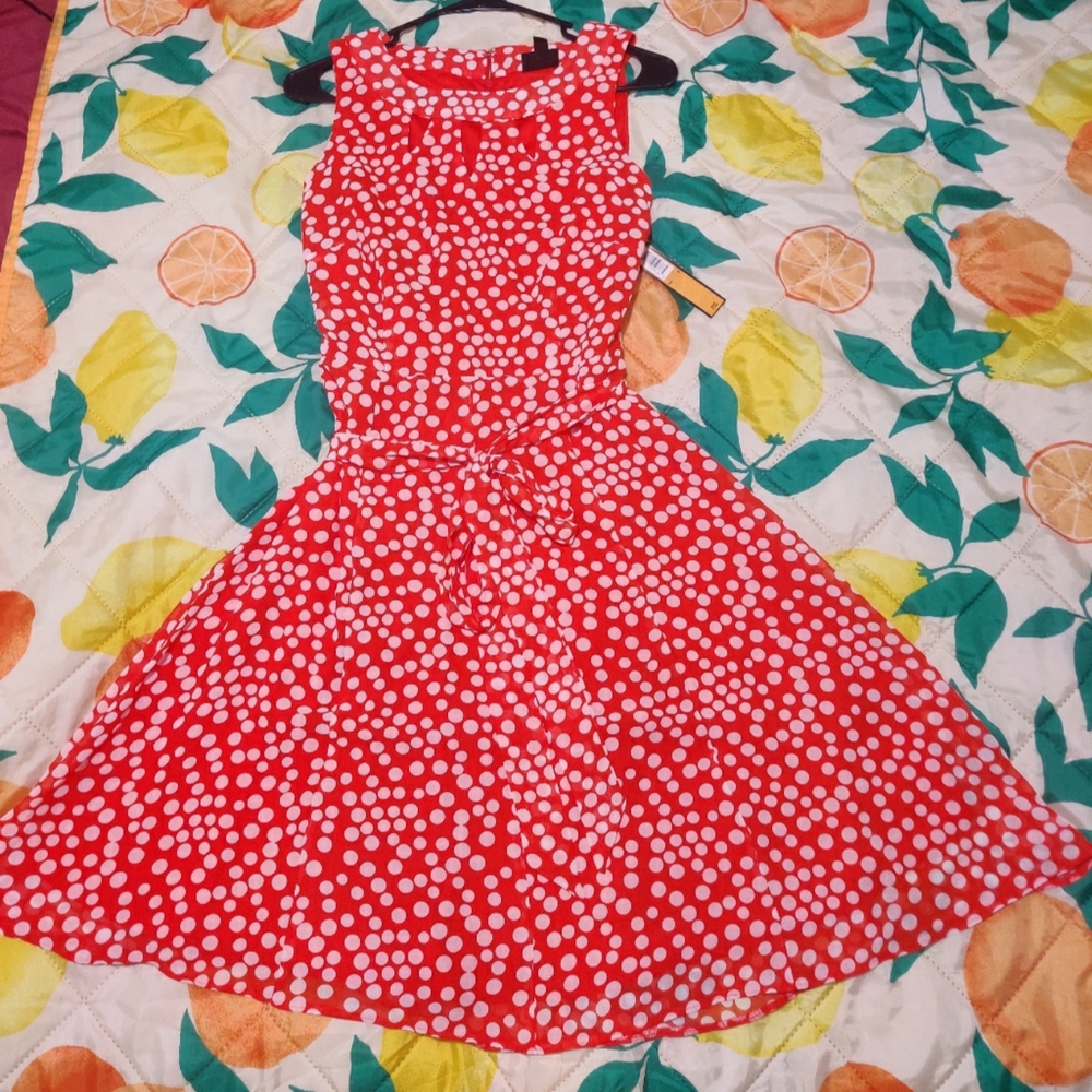 NWT Orange & White Polka dots Formal Size 6